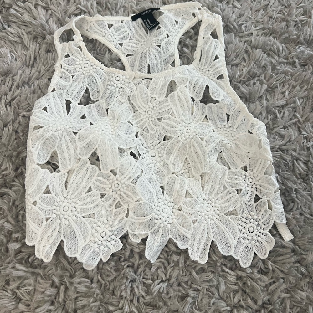Forever 21 Floral crop top with zipper